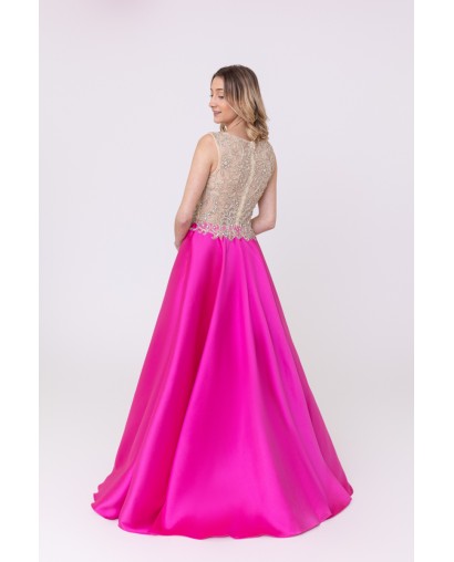 Robe de soirée princesse jupe fuchsia Promarried