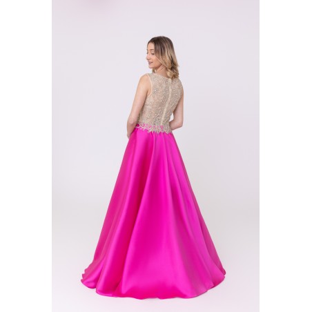 Robe de soirée princesse jupe fuchsia Promarried