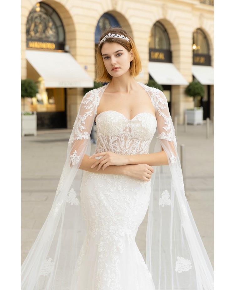 Robe sirène manches longues avec traine Promarried
