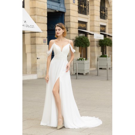 Robe de mariée bohème avec fente