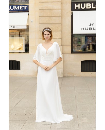 Robe de mariée en mousseline avec manches amovible Promarried