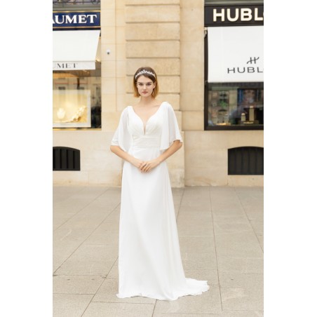 Robe de mariée en mousseline avec manches amovible Promarried