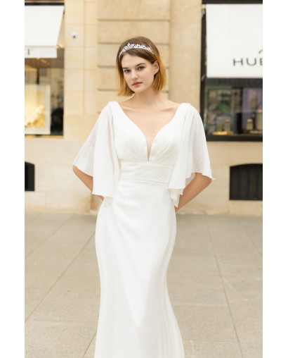 Robe de mariée en mousseline avec manches amovible Promarried