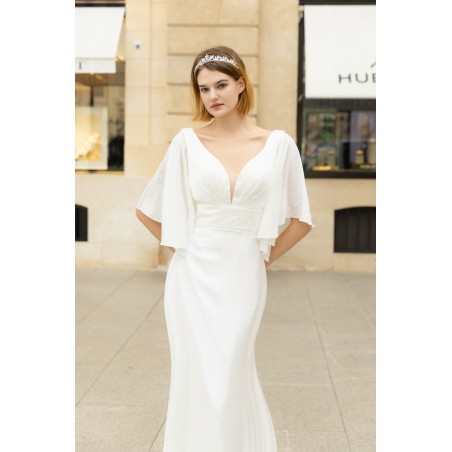 Robe de mariée en mousseline avec manches amovible Promarried