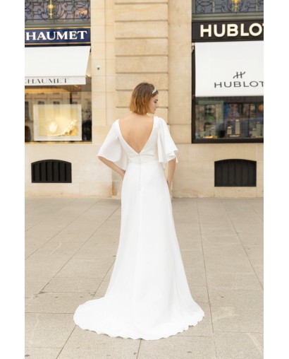 Robe de mariée en mousseline avec manches amovible Promarried