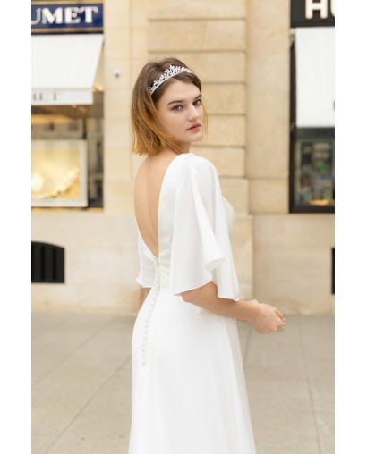 Robe de mariée en mousseline avec manches amovible Promarried