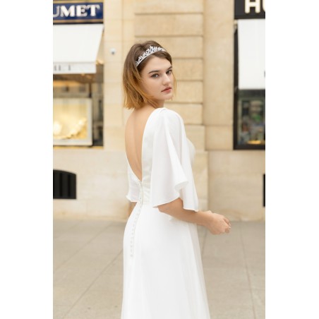 Robe de mariée en mousseline avec manches amovible Promarried