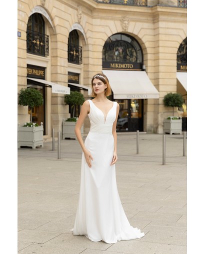 Robe de mariée en mousseline avec manches amovible Promarried