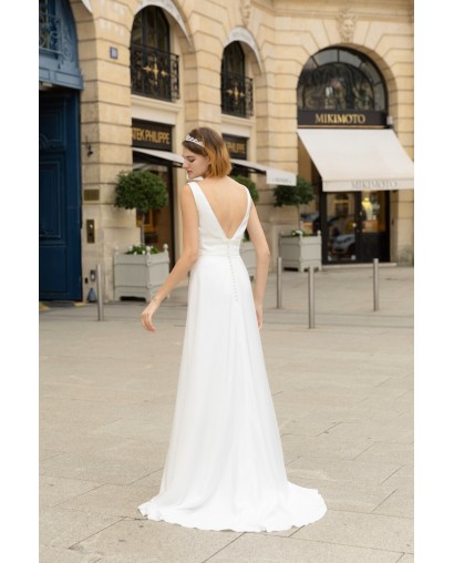 Robe de mariée en mousseline avec manches amovible Promarried