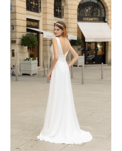 Robe de mariée en mousseline avec manches amovible Promarried