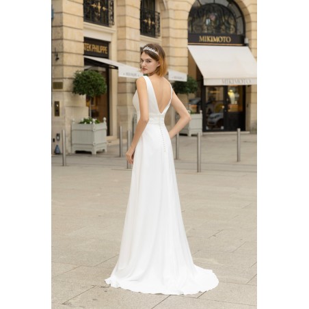 Robe de mariée en mousseline avec manches amovible Promarried